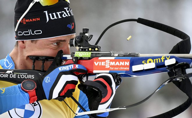 Quentin Fillon Maillet je že zmagovalec svetovnega pokala v letošnji biatlonski zimi. FOTO: Vesa Moilanen/AFP
