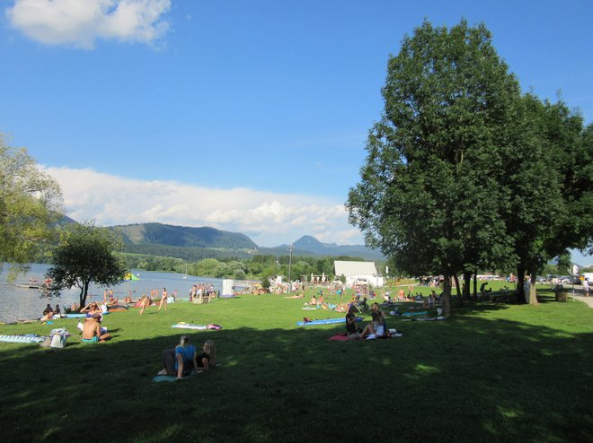 Velenjska plaža pri kampu je zelo obiskana. FOTO: Špela Kuralt/Delo
