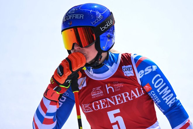 Tessa Worley (na fotografiji) je prav na zadnji tekmi sezone v veleslalomskem seštevku prehitela Švedinjo Saro Hector. FOTO: Nicolas Tucat/AFP
