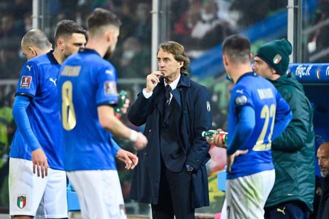 Italijanski selektor Roberto Mancini je govoril tudi o veliki smoli in nesreči. FOTO: Alberto Pizzoli/AFP
