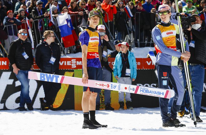 Rjoju Kobajaši je na zadnji tekmi sezone v Planici potrdil zmago v skupnem seštevku svetovnega pokala.&nbsp;FOTO: Matej Družnik/Delo
