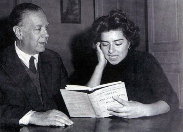 Vlady Kociancich (1941&ndash;2022) in Jorge Luis Borges (1899&ndash;1986). FOTO: Adolfo Bioy Casares
