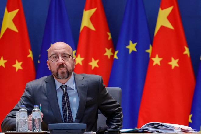EU in Kitajska se strinjata, da vojna v Ukrajini ogroža globalno varnost in svetovno gospodarstvo, je po vrhu povedal predsednik evropskega sveta Charles Michel. FOTO: Olivier Matthys/Reuters

