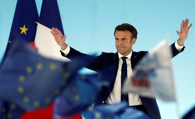 Francoski predsednik Emmanuel Macron je dobil v nedeljo največ podpore. FOTO:&nbsp;Benoit Tessier/Reuters
