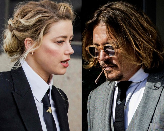 Sodna vojna nekdanjih zakoncev Amber Heard in Johnnyja Deppa je začarala del ameriške javnosti. Foto Samuel Corum/Afp
