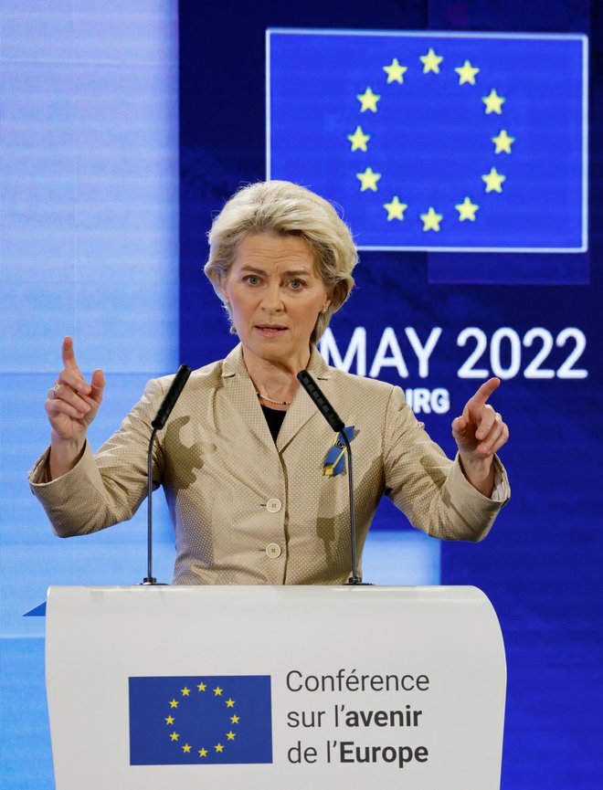 Nagovor v Strasbourgu bosta imeli tudi predsednica evropskega parlamenta Roberta Metsola in predsednica evropske komisije Ursula von der Leyen (na fotografiji). FOTO: Ludovic Marin via Reuters
