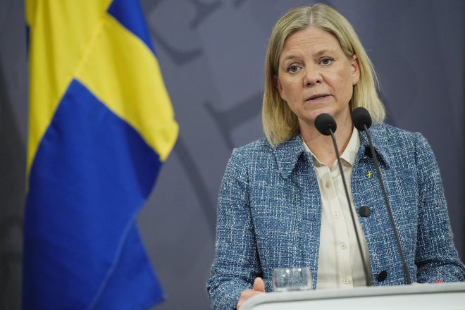 Švedska premierka Magdalena Andersson bo jutri v švedskem parlamentu iskala podporo za članstvo države v Natu. Večina strank je že vnaprej napovedala, da se strinja s predlogom. Foto: Reuters
