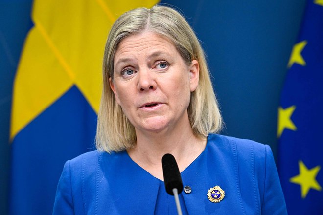 Švedska premierka Minister Magdalena Andersson je sporočila, da se je Švedska odločila za članstvo v Natu. FOTO: Henrik Montgomery/AFP
