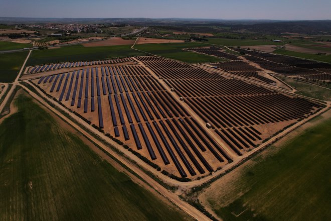 Solarni paneli v parku sončne energije v španskem mestu Saelices FOTO: Guillermo Martinez/Reuters

