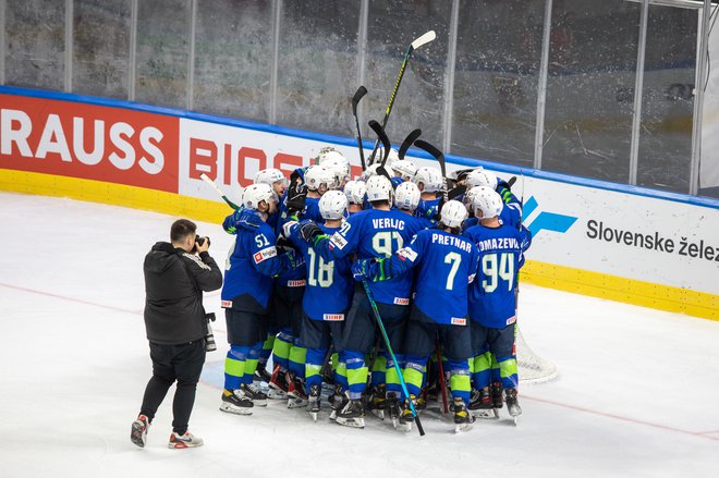 Slovenski hokejisti so na nedavnem SP skupine B v Tivoliju premagali madžarske. FOTO: Voranc Vogel
