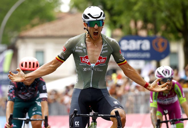 Dries De Bondt je bil prvi v Trevisu v okvru 18. etape pred jutrišnjm zavitjem Gira v Slovenijo. FOTO: Luca Bettini/AFP
