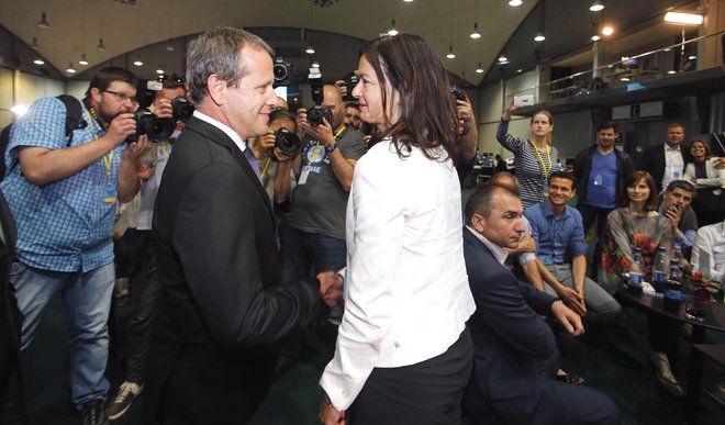 Tanja Fajon in Igor Šoltes sta našla skupni imenovalec tudi glede njegove funkcije državnega sekretarja na pravosodnem ministrstvu.&nbsp; FOTO: Matej Družnik
