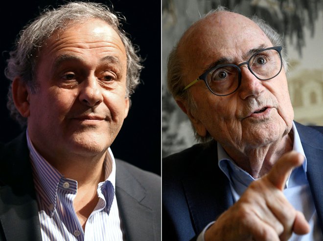 Bosta Michel Platini in Sepp Blatter prejela pogojno zaporno kazen? FOTO: Valery Hache/AFP
