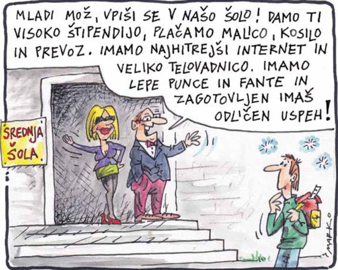 Kdo da več. KARIKATURA: Marko Kočevar
