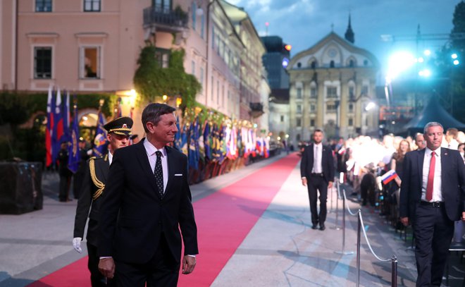 Borut Pahor je rekorder med govorniki na državni proslavi ob dnevu državnosti. FOTO: Blaž Samec/Delo
