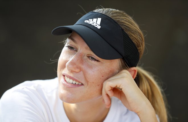 Kaja Juvan ni skrivala zadovoljstva po podvigu ob uvodu v letošnji Wimbledon.&nbsp;FOTO:&nbsp;Matej Družnik/Delo
