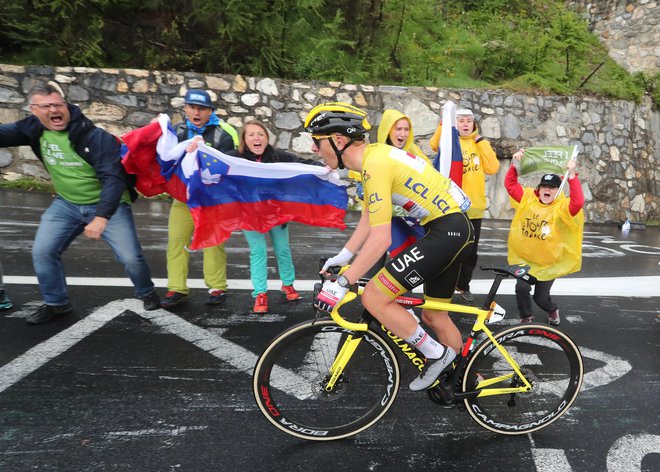 Pogačarjeve podvige so lani v Alpah spremljali številni slovenski navijači. FOTO: Dejan Javornik
