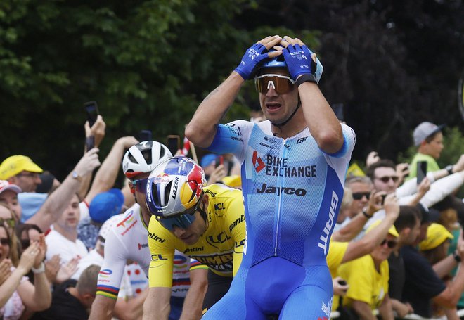 Bikeexchange-Jayco in&nbsp;Dylan Groenewegen so se najbolje znašli v zaključku 3. etape. FOTO:&nbsp;Gonzalo Fuentes Reuters
