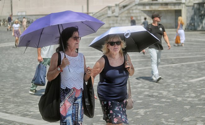 Visoke poletne temperature, še posebno če jih spremlja sopara oziroma visoka vlažnost zraka, obremenilno vplivajo na vsakogar. FOTO: Blaž Samec/Delo
