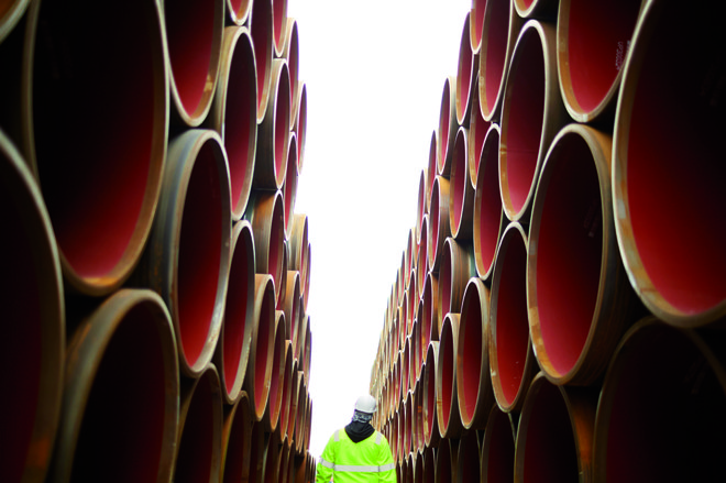 Gazpromova »vzdrževalna dela« zmanjšala dobavo plina Italiji. Na fotografiji: Severni tok 2. FOTO: Nord Stream 2/Axel Schmidt
