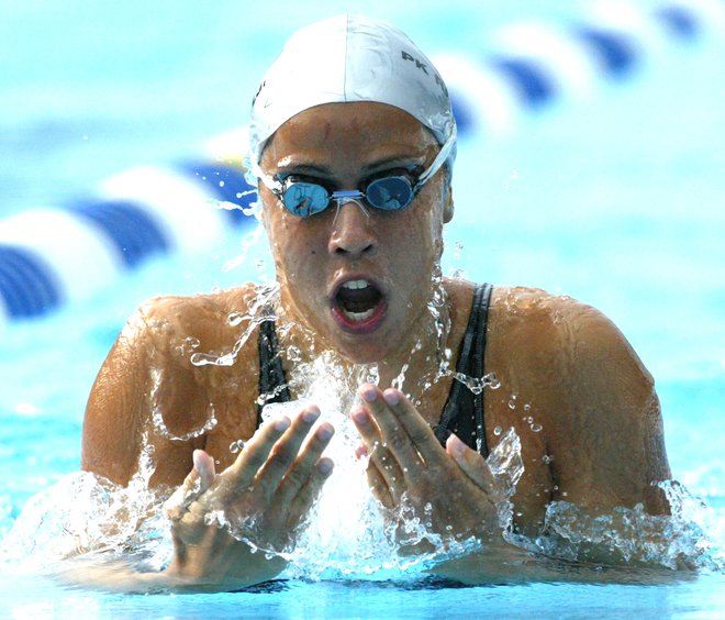 Alenka Kejžar je osvojila edino slovensko kolajno na berlinskem EP v plavanju 2002. FOTO: Blaž Samec/ Delo
