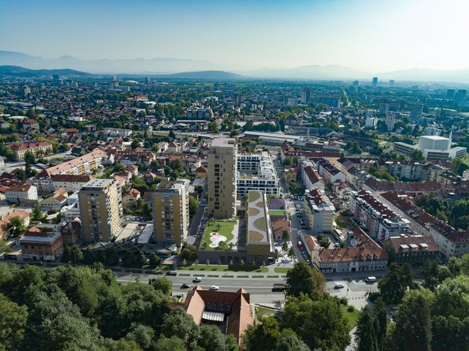 &raquo;Gradimo kompleks, ki ohranja identiteto stare Šiške v vseh pogledih,&laquo; so investitorji povedali pred leti. FOTO: Arhiv Bellevue Livinga, fotografije z renderiranim končnim videzom objekta
