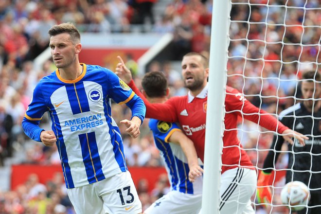 Pascal Gross je dosegel dva gola v Manchestru. FOTO: Lindsey Parnaby/AFP
