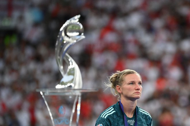 Napadalka Alexandra Popp po porazu z Anglijo v finalu letošnjega evropskega prvenstva na štadionu Wembley. FOTO: Franck Fife/AFP
