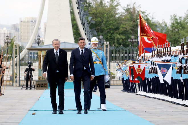 Borut Pahor in Recep Tayyip Erdoğan med obiskom v Ankari. Foto: Daniel Novakovič/STA

