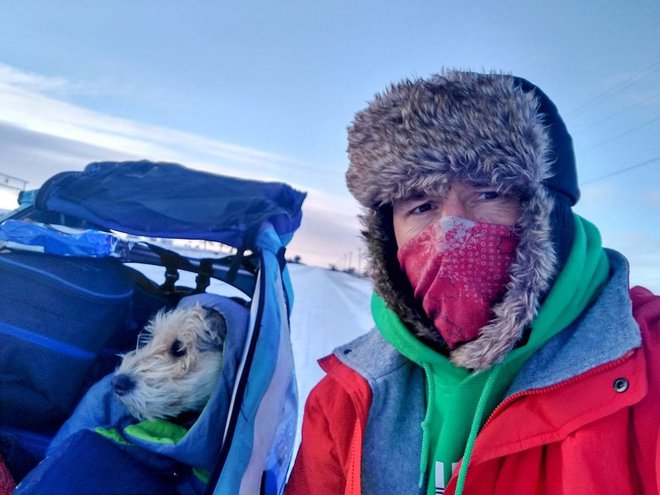 V Kanadi je bilo sredi aprila ponoči 22 stopinj pod ničlo, tudi podnevi so bile temperature zelo nizke, je o izrednih vremenskih razmerah pripovedoval Oliver Tič. FOTO: osebni arhiv
