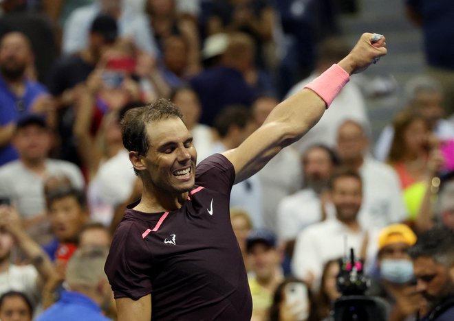 Rafael Nadal se je v teniškem parku v Flushing Meadows zelo veselili uvodne zmage na OP ZDA. FOTO: Shannon Stapleton/Reuters
