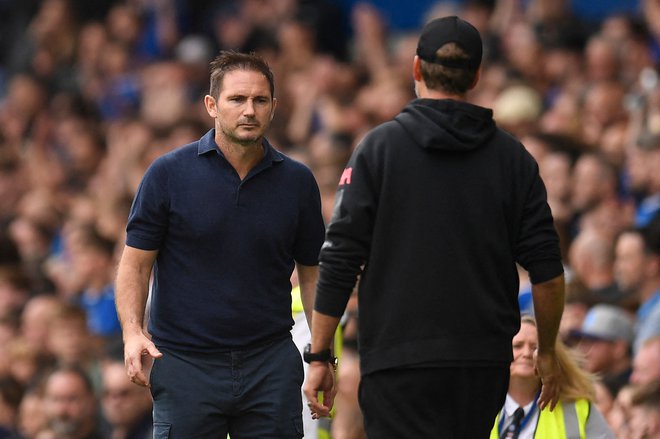 Trenerja Evertona in Liverpoola Frank Lampard in Jürgen Klopp. FOTO: Oli Scarff/AFP
