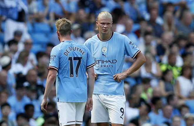 Kevin De Bruyne in Erling Braut Haaland sta najbolje plačana pri Manchester Cityju. FOTO: Craig Brough/Reuters
