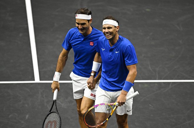 Rafael Nadal ni hotel zamuditi poslovilne predstave Rogerja Federerja.&nbsp;FOTO:&nbsp;Dylan Martinez/Reuters
