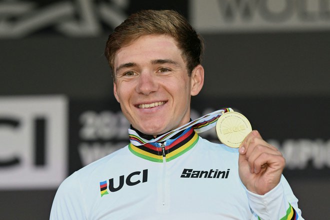 Novi svetovni prvak Remco Evenepoel. FOTO:  William West Afp
