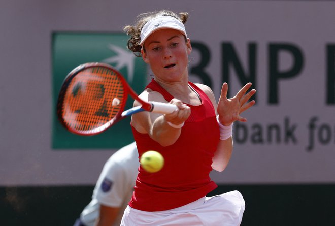 Tamara Zidanšek ni preskočila prve ovire med posameznicami na turnirju v Parmi. FOTO: Yves Herman/Reuters
