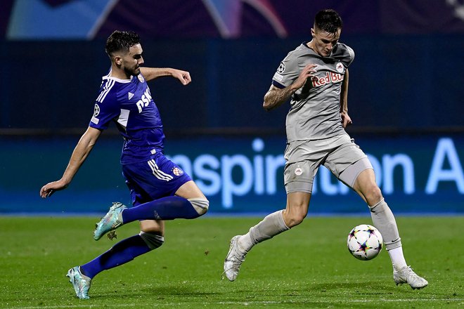 Benjamin Šeško je bil nevaren za Dinamo do 86. minute. FOTO:&nbsp;Denis Lovrović/AFP
