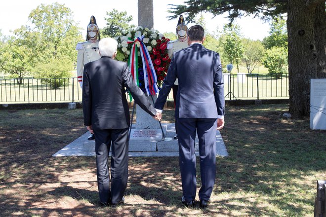 Borut Pahor in Sergio Mattarella sta 13. julija 2020 izvedla eno od dveh spravnih dejanj med narodoma oziroma državama. FOTO: Francesco Ammendola/Reuters
