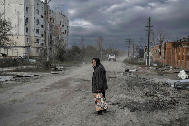 Osvobojena ukrajinska vas Arkanhelske v regiji Herson. FOTO: Bulent Kilic/AFP
