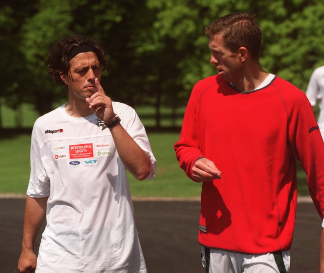 Med Zlatkom Zahovićem in Srečkom Katancem je počilo na svetovnem prvenstvu leta 2002. FOTO: Jure Eržen/Delo
