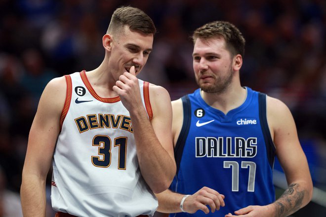 Vlatko Čančar in Luka Dončić. FOTO:&nbsp;Tom Pennington/Getty Images via AFP
