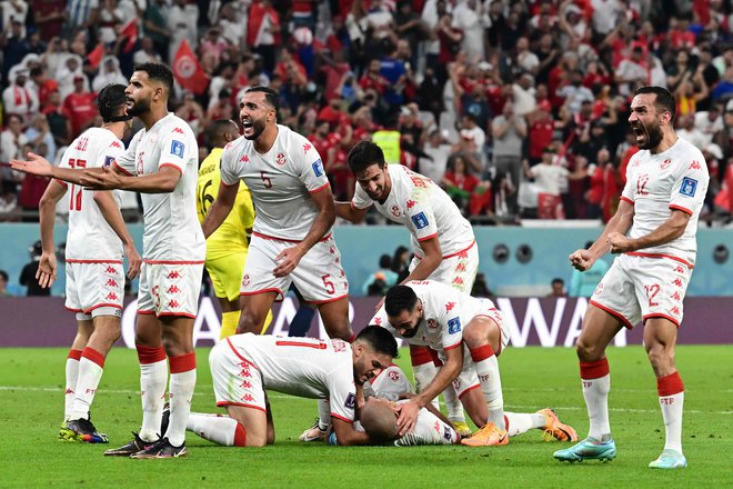 Wahbi Khazri je zabil zmagoviti gol za Tunizijo. FOTO: Miguel Medina/AFP
