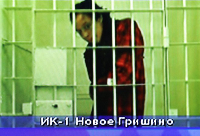Brittney Griner na oktobrski video povezavi iz zapora v Krasnogorsku.&nbsp;Foto Evgenia Novozhenina/Reuters
