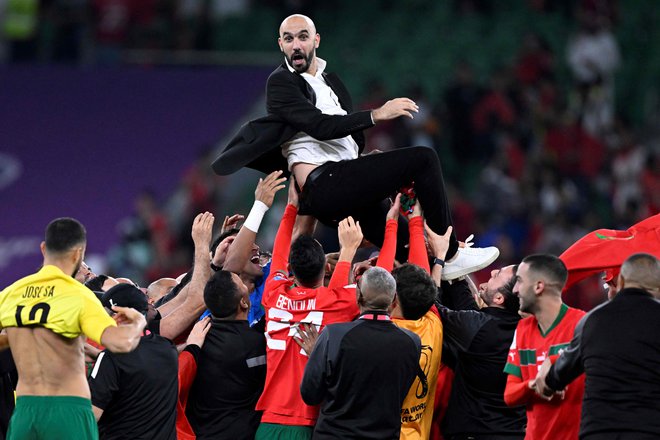 V Franciji rojeni Walid Regragui je eden od ključnih mož maroškega podviga. FOTO: Patricia De Melo Moreira/AFP
