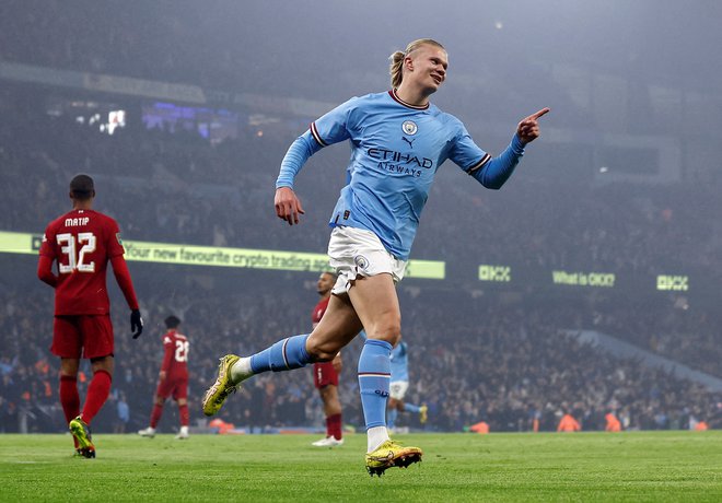 Erling Braut Haaland ima visoke načrte v majici ManCityja tudi v drugem delu sezone. FOTO: Jason Cairnduff/Reuters
