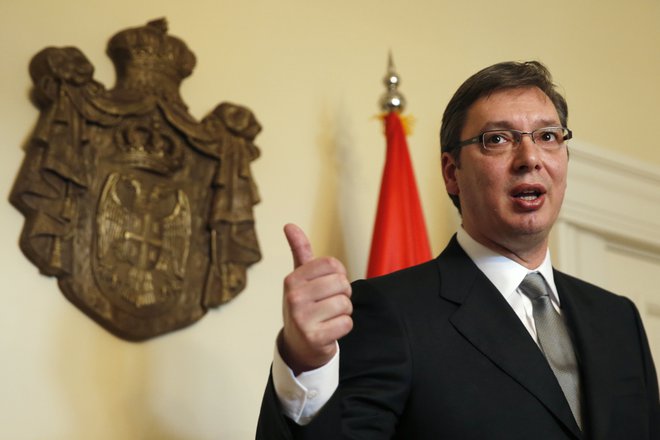 &raquo;Opravljam svoj drugi predsedniški mandat. To je moj zadnji mandat,&laquo; je izjavil Vučić v svojem letnem nagovoru. FOTO: Marko Djurica/Reuters
