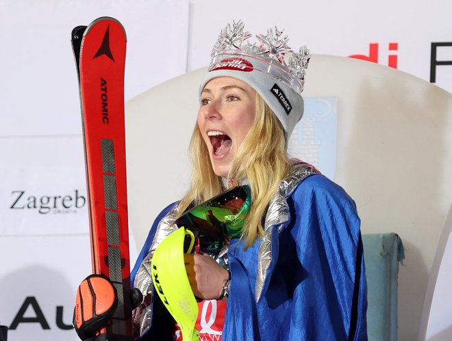 Snežna kraljica Mikaela Shiffrin danes še ne bo izenačila rekorda v ženskih zmagah v svetovnem pokalu. FOTO: Antonio Bronić/Reuters
