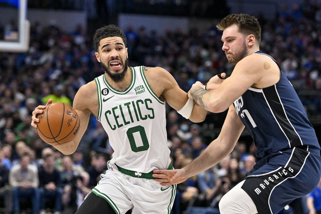 Jayson Tatum je dosegel trojni trojček za Boston. FOTO: Jerome Miron/USA Today Sports
