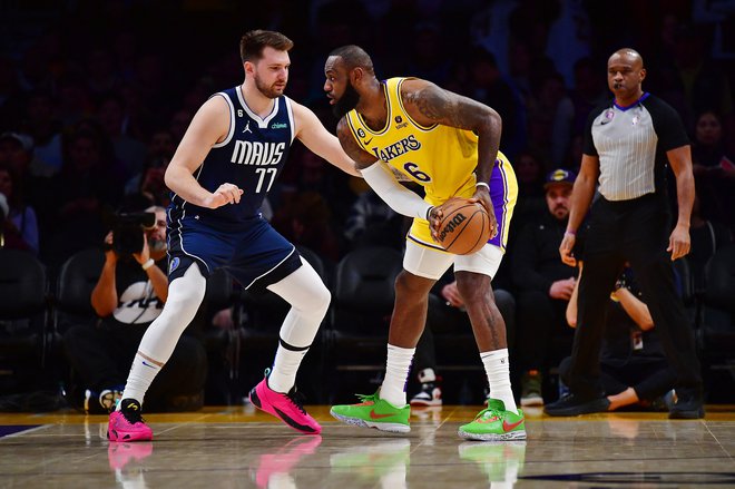 Luka Dončić in LeBron James sta uprizorila pravo epsko bitko. FOTO: Gary A. Vasquez/USA Today Sports
