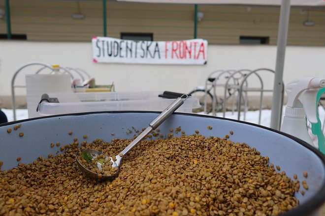 Brezplačni veganski topli obrok FOTO: Črt Piksi/Delo
